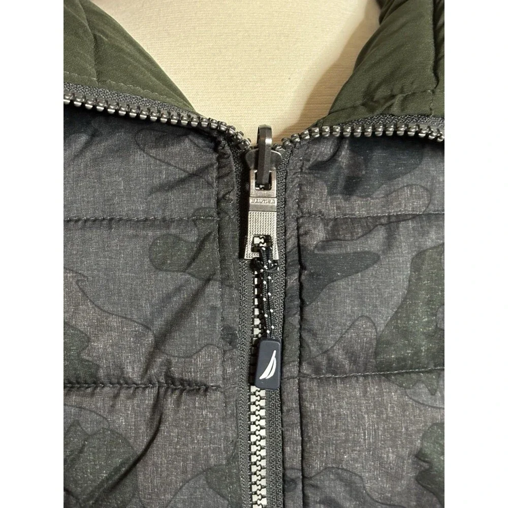 New Nautica Men’s Reversible Quilted Puffer Jacket Hunter Green / Camo Sz Large